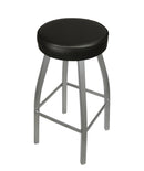 BFM Seating Kyle Backless Round Swivel Barstool With Steel Frame And Sand Black/Silver Mist Finish