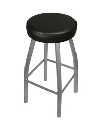 BFM Seating Kyle Backless Round Swivel Barstool With Steel Frame And Sand Black/Silver Mist Finish