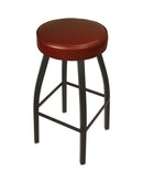 BFM Seating Kyle Backless Round Swivel Barstool With Steel Frame And Sand Black/Silver Mist Finish