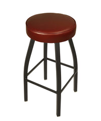 BFM Seating Kyle Backless Round Swivel Barstool With Steel Frame And Sand Black/Silver Mist Finish