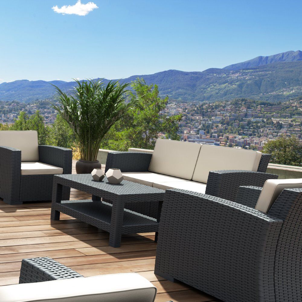 Compamia Monaco Resin Patio Seating 4 piece with Cushion