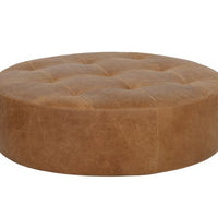 Sunpan Nilda Ottoman Camel / Vintage Charcoal Leather