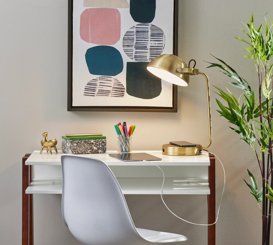 Adesso Brooks Adesso Charge Wireless Charging Desk Lamp Antique Brass