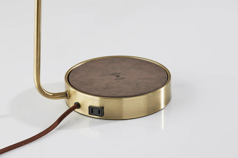 Adesso Brooks Adesso Charge Wireless Charging Desk Lamp Antique Brass