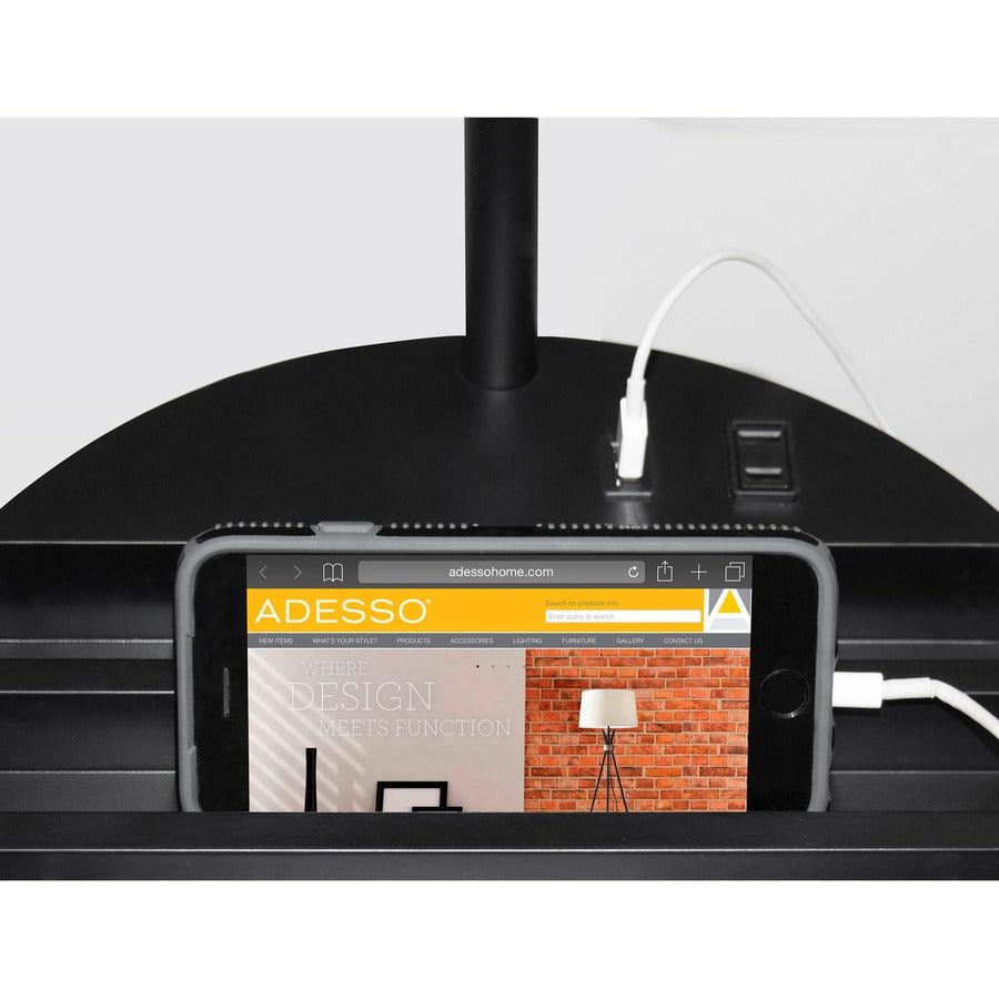 Adesso Charging Station Shelf Floor Lamp