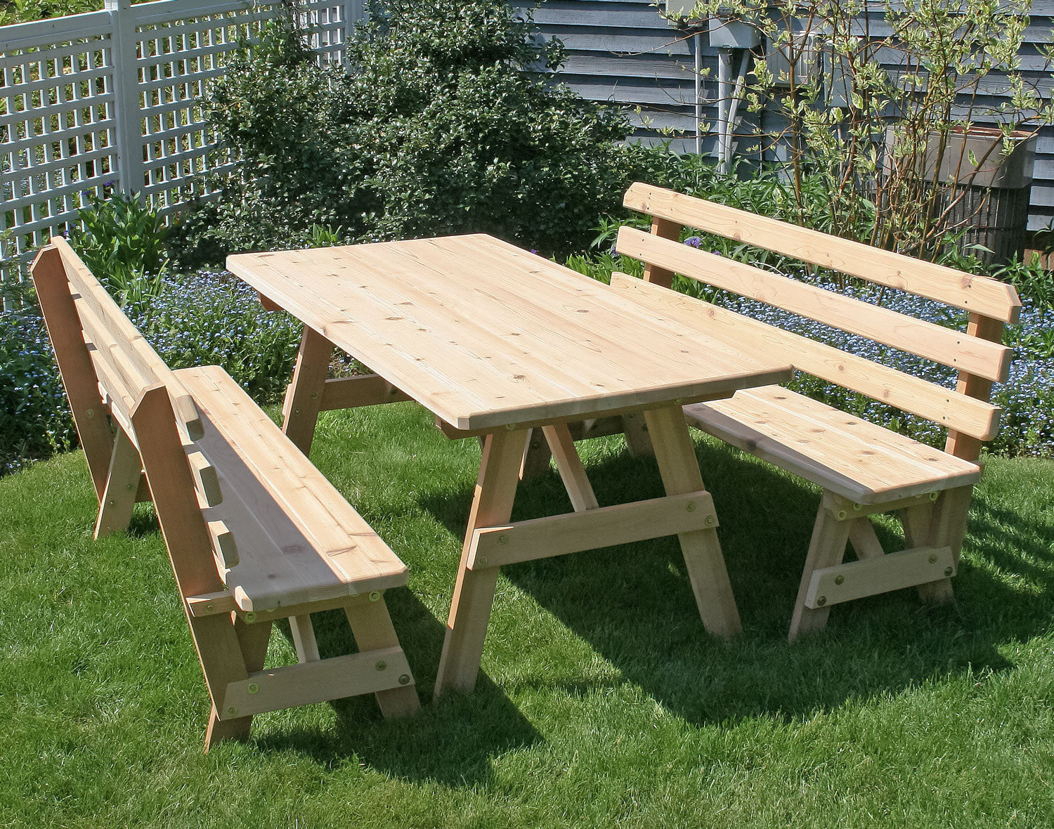 Creekvine Designs Red Cedar 32" Wide 4'/5'/6' Classic Family Picnic Table with (2) 4'/5'/6' Backed Benches
