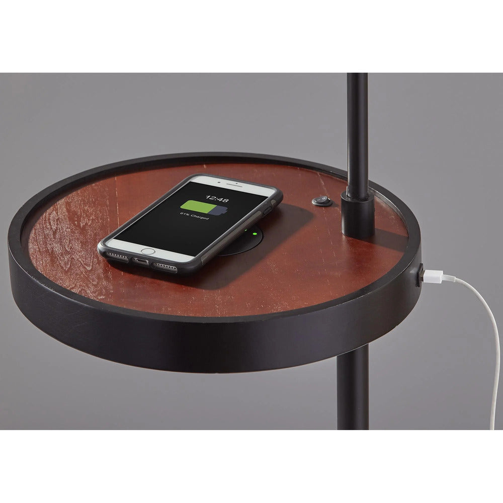 Adesso Oliver Wireless Charging Task Shelf Floor Lamp