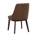 Sunpan Jody Dining Chair in Alpine Grey / Linea Light Grey / Missouri Mahogany Leather - Set of Two