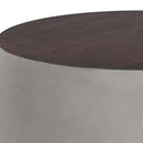 Sunpan Diaz End Table in Grey-Wood Grain Brown / Marble-Look Antique Brass