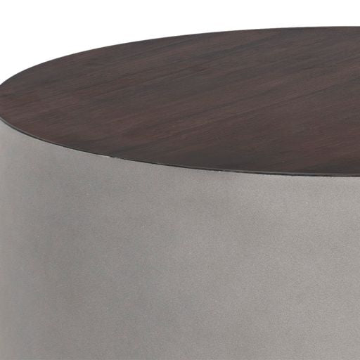 Sunpan Diaz End Table in Grey-Wood Grain Brown / Marble-Look Antique Brass