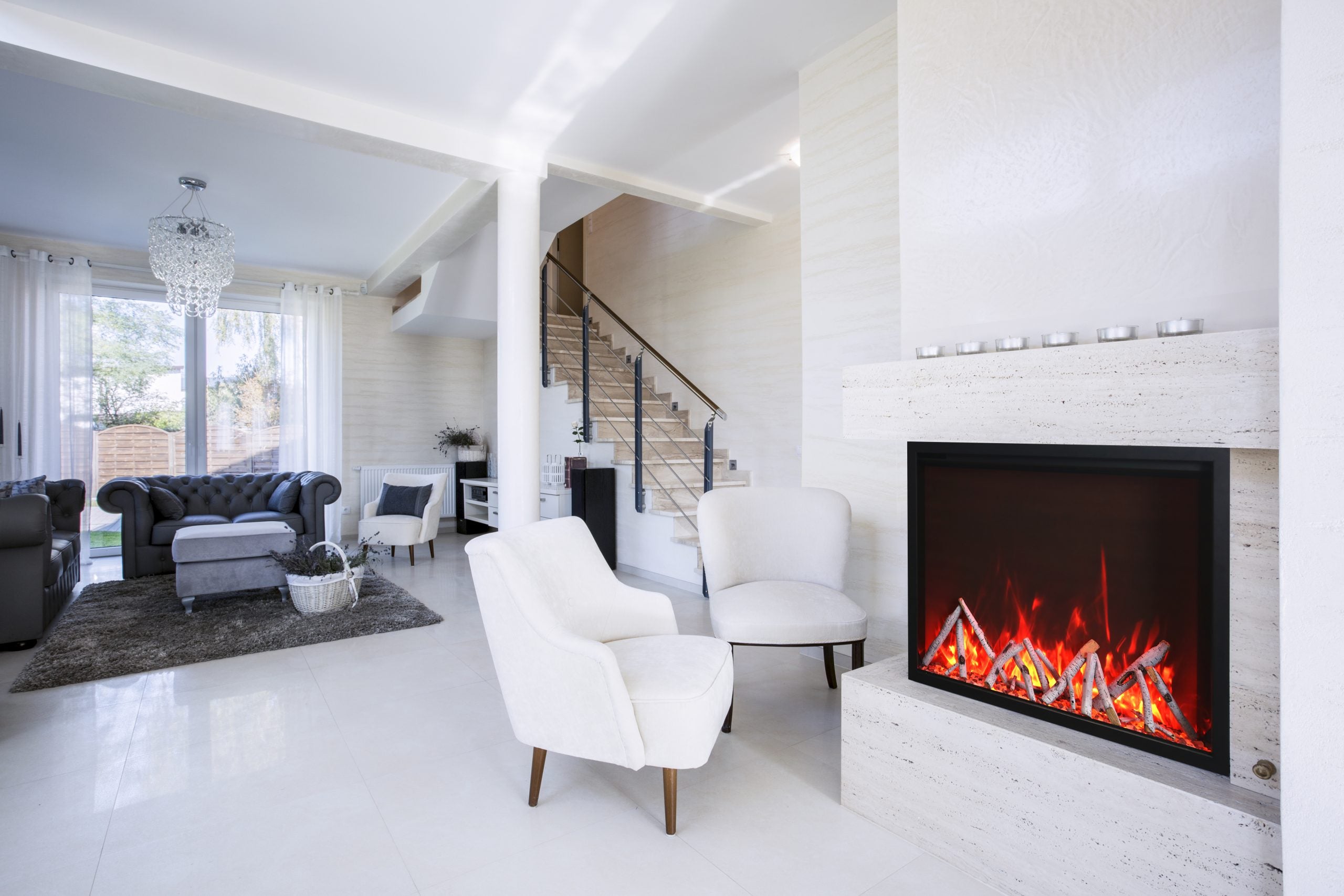 Amantii 40" Unit - 14 1/4" In Depth 3 Sided Glass Fireplace
