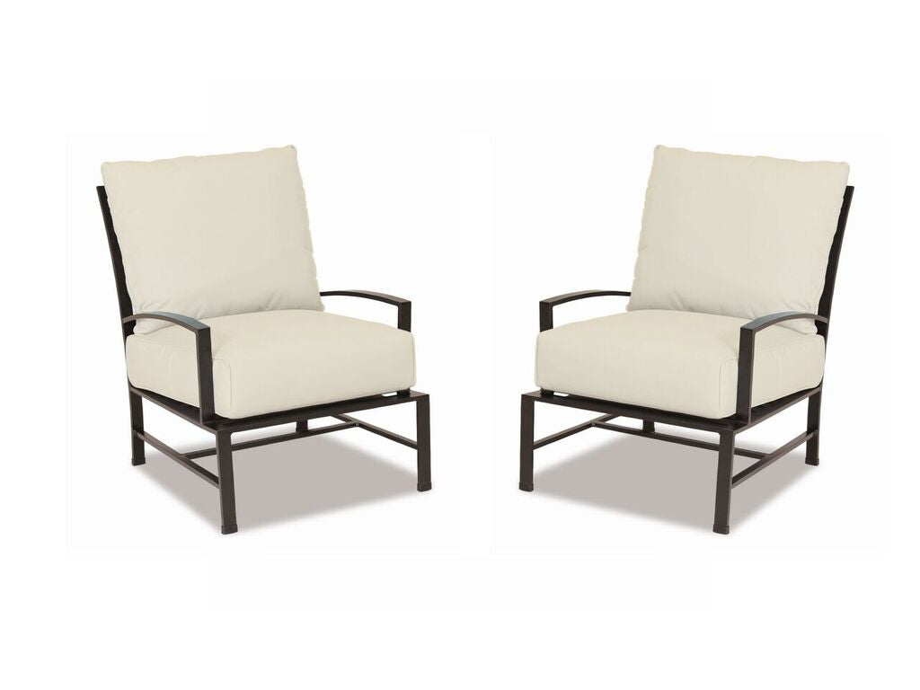 Sunset West La Jolla Aluminum Club Chair With Cushions In Canvas Flax - Set of 2