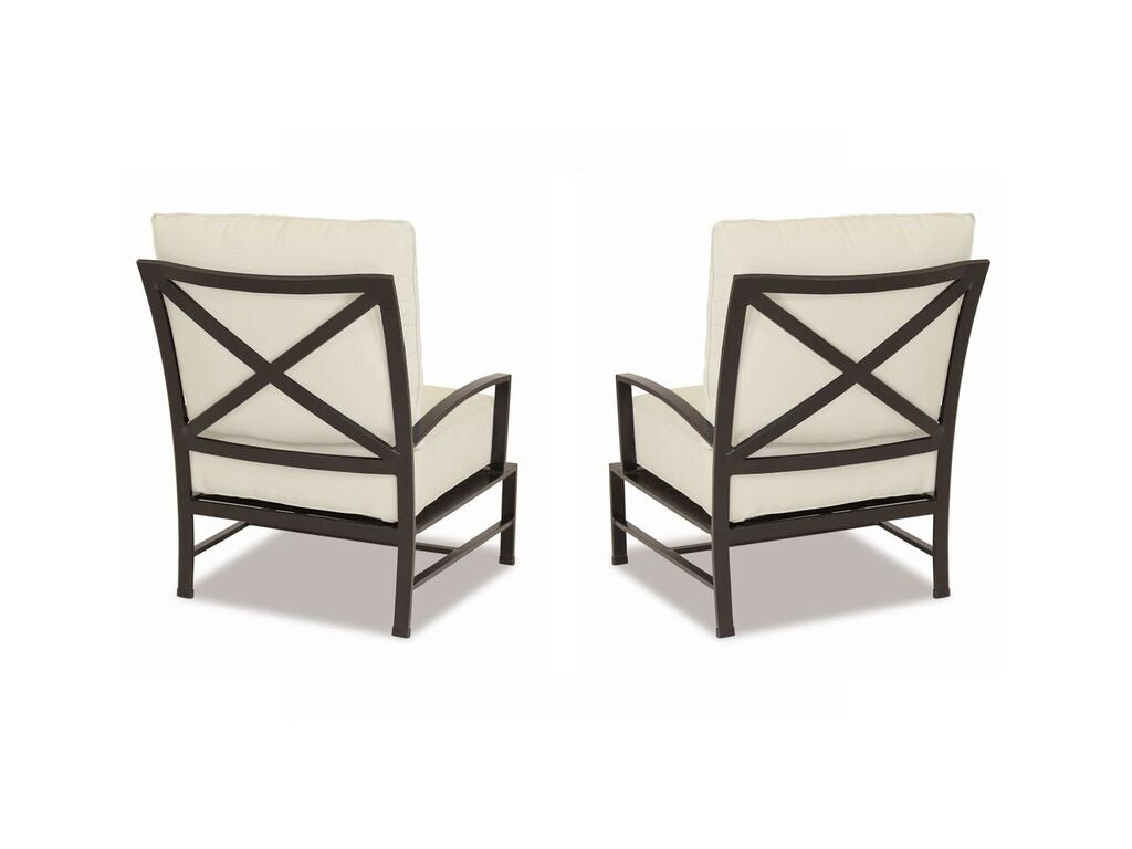 Sunset West La Jolla Aluminum Club Chair With Cushions In Canvas Flax - Set of 2