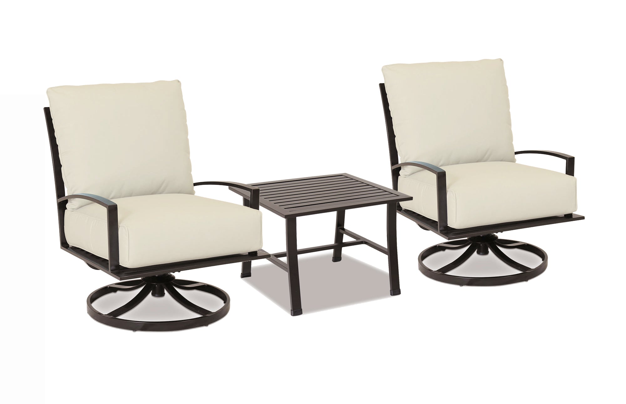 Sunset West La Jolla Aluminum Club Swivel With Cushions In Canvas Flax With Self Welt