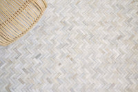 Exquisite Rugs Mosaic Leather Cowhide Ivory Area Rug