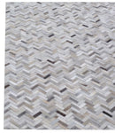 Exquisite Rugs Mosaic Leather Cowhide Ivory Area Rug