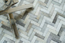 Exquisite Rugs Mosaic Leather Cowhide Ivory Area Rug