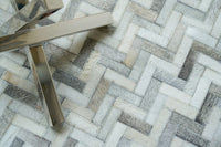 Exquisite Rugs Mosaic Leather Cowhide Ivory Area Rug