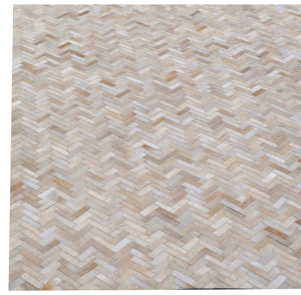 Exquisite Rugs Mosaic Leather Cowhide Ivory Area Rug