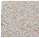 Exquisite Rugs Mosaic Leather Cowhide Ivory Area Rug
