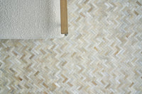 Exquisite Rugs Mosaic Leather Cowhide Ivory Area Rug