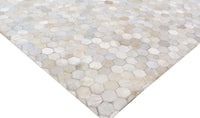 Exquisite Rugs Mosaic Leather Cowhide Ivory Area Rug