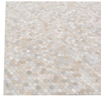Exquisite Rugs Mosaic Leather Cowhide Ivory Area Rug