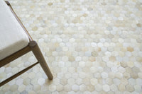 Exquisite Rugs Mosaic Leather Cowhide Ivory Area Rug
