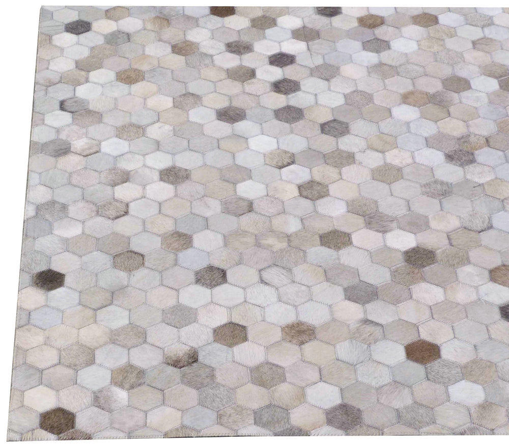 Exquisite Rugs Mosaic Leather Cowhide Ivory Area Rug