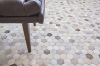 Exquisite Rugs Mosaic Leather Cowhide Ivory Area Rug