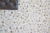 Exquisite Rugs Mosaic Leather Cowhide Ivory Area Rug