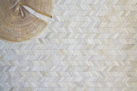 Exquisite Rugs Mosaic Leather Cowhide Ivory Area Rug