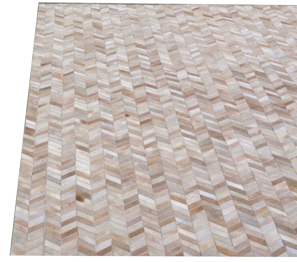 Exquisite Rugs Mosaic Leather Cowhide Ivory Area Rug