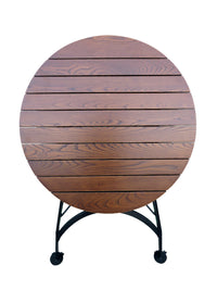 Furniture Designhouse French Cafe Bistro 36' Round"  Folding Table - European Chestnut Wood Slat Top