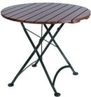Furniture Designhouse French Cafe Round Bistro 32" Round Folding Table - European Chestnut Wood Slat Top