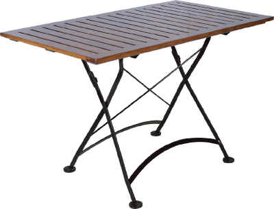 Furniture Designhouse French Cafe Bistro 32" x 48" Rectangular Folding Table - European Chestnut Wood Slat Top