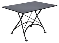 Furniture Designhouse Five Piece Dining Set with  32 x 48" Steel Top Table and Two/Two Natural African Teak Slat Side/Arm Chairs