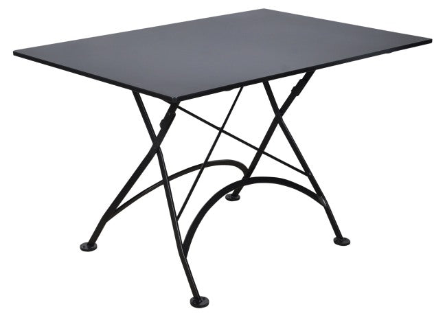 Furniture Designhouse Five Piece Dining Set with  32 x 48" Steel Top Table and Two/Two Natural African Teak Slat Side/Arm Chairs