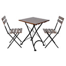 Furniture Designhouse French Cafe Bistro 28" Square Folding Table - European Chestnut Wood Slat Top