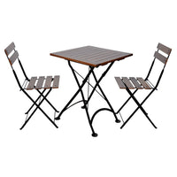 Furniture Designhouse French Cafe Bistro 28" Square Folding Table - European Chestnut Wood Slat Top
