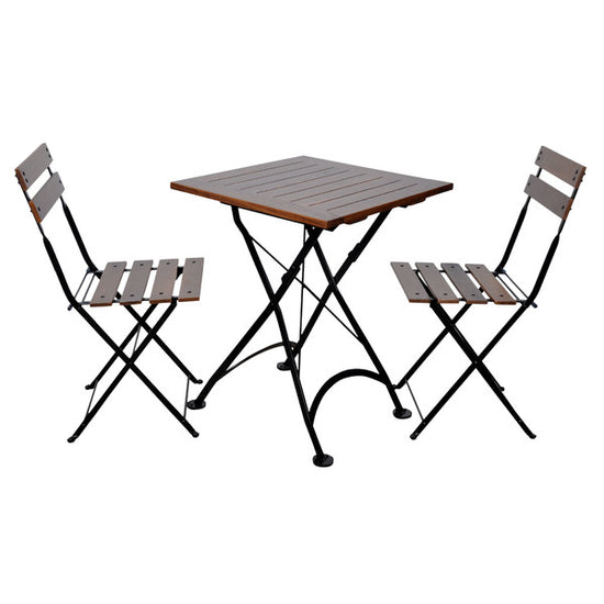 Furniture Designhouse French Cafe Bistro 28" Square Folding Table - European Chestnut Wood Slat Top