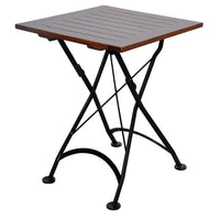 Furniture Designhouse French Cafe Bistro 28" Square Folding Table - European Chestnut Wood Slat Top