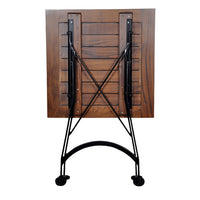 Furniture Designhouse French Cafe Bistro 28" Square Folding Table - European Chestnut Wood Slat Top