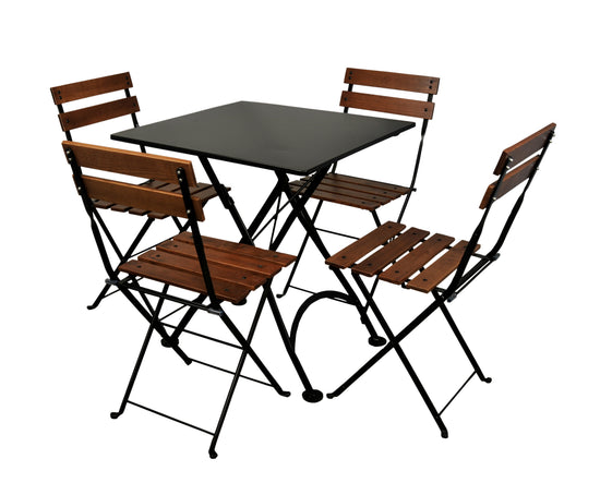 Furniture Designhouse Five Piece Dining Set with  28" Square Steel Top Table and Four Madeline Folding Chairs