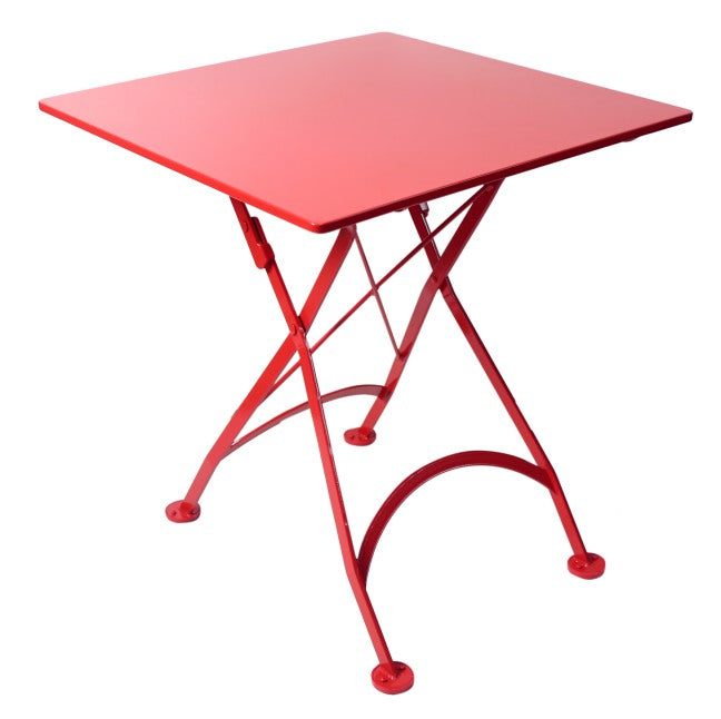 Furniture Designhouse French Cafe Bistro 28' Square Folding Table - Powder Coated Steel Top and Legs - Jet Black and Flame Red and Green
