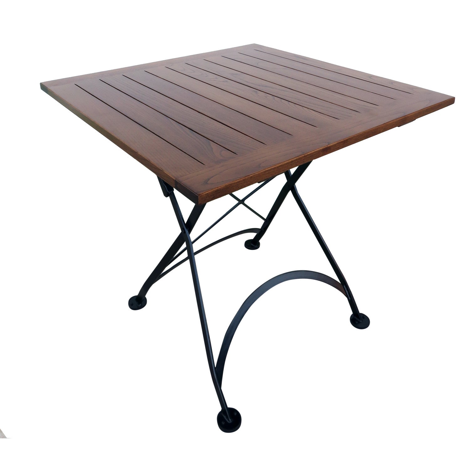 Furniture Designhouse French Cafe Bistro 32" Folding Table - European Chestnut Wood Slat Top
