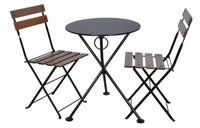Furniture Designhouse Three Piece Bistro Dining Set with 24" RoundPowder Coated Steel Top and Two Lyon Side Chairs