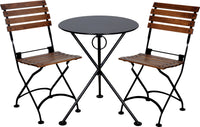 Furniture Designhouse Three Piece Bistro Dining Set with 24" Round Powder Coated Steel Top and Two Veronique Side Chairs