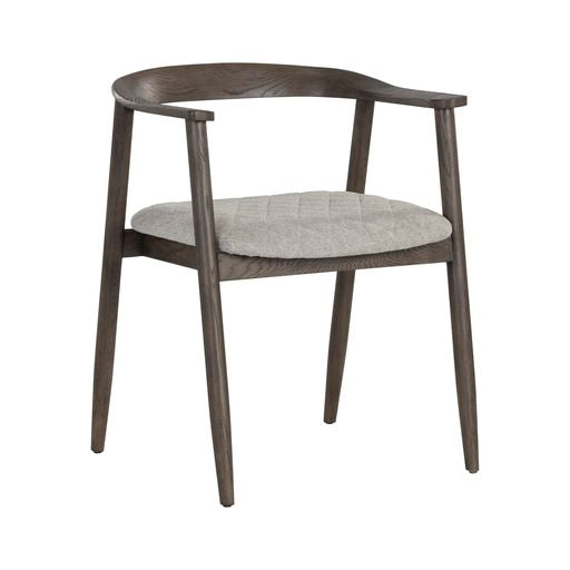 Sunpan Jeremy Dining Armchair in Dark Brown-Belfast Heather Grey / Weathered Oak-Dove Cream / Black