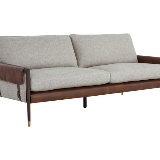 Sunpan Mauti Sofa - Brown - Vault Fog / Bravo Cognac